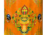 Distressed Light Orange Tibetan Style Jewel Symbol Round Drum Table GB700S