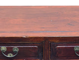 Vintage Chinese Carving Brown Drawers Side Table Credenza Cabinet GB721S
