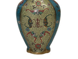 Vintage Cloisonné Vase Dragon Handles and Chinese Floral Motifs - Turquoise Decor ws4891S