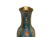 Vintage Cloisonné Vase Dragon Handles and Chinese Floral Motifs - Turquoise Decor ws4891S
