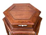 Chinese Huali Rosewood Hexagon Pedestal Plant Stand Table cs1221S