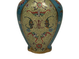 Vintage Cloisonné Vase Dragon Handles and Chinese Floral Motifs - Turquoise Decor ws4891S