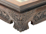 Square Dream Stone Inlaid Rosewood Foo Dog Lions Motif Display Stand GB774S