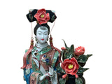 Chinese Porcelain Qing Style Dressing Red Flower Lady Figure GB054S