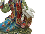 Chinese Porcelain Qing Style Dressing White Crane Lady Figure GB056S