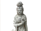 Chinese Handcrafted GuanYin Bodhisattva on Dragon White Porcelain Statue GB017S