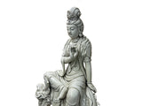 Chinese Handcrafted GuanYin Bodhisattva on Dragon White Porcelain Statue GB017S