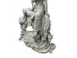 Chinese Handcrafted GuanYin Bodhisattva on Dragon White Porcelain Statue GB017S