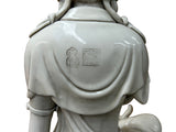 Chinese Handcrafted GuanYin Bodhisattva on Dragon White Porcelain Statue GB017S