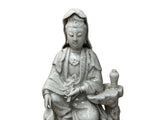 Chinese Handcrafted GuanYin Bodhisattva Crackle Off White Porcelain Statue GB019S