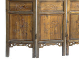 Vintage Finish Openwork Figural 4 Panels Wood Floor Screen Room Divider GB764S
