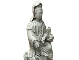 Chinese Handcrafted GuanYin Bodhisattva Crackle Off White Porcelain Statue GB019S