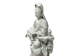 Chinese Handcrafted GuanYin Bodhisattva Crackle Off White Porcelain Statue GB019S