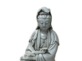 Chinese Handcrafted GuanYin Bodhisattva Holding RuYi Off White Porcelain Statue GB022S