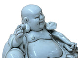 Oriental White Happy Laughing Buddha Ru Yi Deity Porcelain Figure GB024S