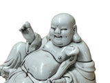 Oriental White Happy Laughing Buddha Ru Yi Deity Porcelain Figure GB024S