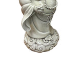 Oriental White Standing Happy Laughing Buddha Ru Yi Bat Porcelain Figure GB020S