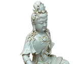 Chinese Handcrafted GuanYin Bodhisattva Tong Style Off White Porcelain Statue GB014S