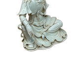 Chinese Handcrafted GuanYin Bodhisattva Tong Style Off White Porcelain Statue GB014S