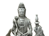 Chinese Handcrafted GuanYin Bodhisattva on Dragon White Porcelain Statue GB016S
