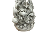 Chinese Handcrafted GuanYin Bodhisattva on Dragon White Porcelain Statue GB016S