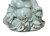 Oriental White Happy Laughing Buddha Ru Yi Praying Beads Porcelain Figure GB018S