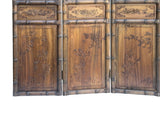 Vintage Finish Openwork Figural 4 Panels Wood Floor Screen Room Divider GB833S