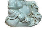 Oriental White Happy Laughing Buddha Ru Yi Praying Beads Porcelain Figure GB018S