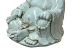 Oriental White Happy Laughing Buddha Ru Yi Praying Beads Porcelain Figure GB018S