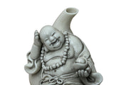 Oriental Distressed White Happy Laughing Buddha Gourd Porcelain Figure GB021S