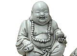 Oriental White Happy Laughing Buddha Ru Yi Porcelain Figure GB023S