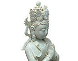 Pale Celadon White Anjali Mudra GuanYin Bodhisattva Tong Style Porcelain Statue GB015S