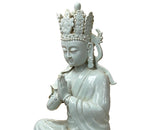 Pale Celadon White Anjali Mudra GuanYin Bodhisattva Tong Style Porcelain Statue GB015S