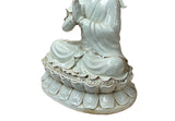 Pale Celadon White Anjali Mudra GuanYin Bodhisattva Tong Style Porcelain Statue GB015S