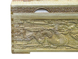 Light Tan Brown Dragon Carving Camphor Wood Trunk Chest GB124S