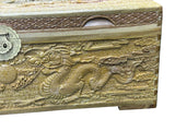 Light Tan Brown Dragon Carving Camphor Wood Trunk Chest GB124S