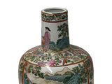 Vintage chinese Famille Rose Palette Narrative Scene Porcelain Art Vase GB744S