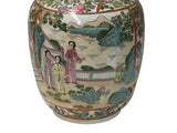 Vintage chinese Famille Rose Palette Narrative Scene Porcelain Art Vase GB744S