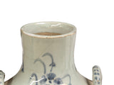 Vintage Fade Gray White Pale Blue Floral Graphic Ceramic Vase GB826S