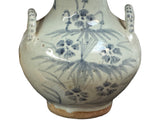 Vintage Fade Gray White Pale Blue Floral Graphic Ceramic Vase GB826S