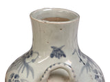 Vintage Fade Gray White Pale Blue Floral Graphic Ceramic Vase GB826S