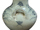 Vintage Fade Gray White Pale Blue Floral Graphic Ceramic Vase GB826S