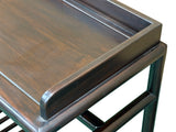 Natural Wood Dark Brown Minimalistic Slim Legs Console Foyer Side Table GB726S