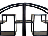 Black Lacquer Moon Gate Round Shelves Wood Display Curio Cabinet Room Divider GB697S