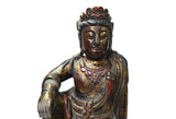 Vintage Chinese Golden Red Brown Lacquer Wood Bodhisattva Statue ws4947S