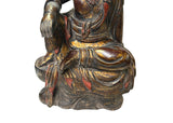 Vintage Chinese Golden Red Brown Lacquer Wood Bodhisattva Statue ws4947S