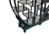Black Lacquer Moon Gate Round Shelves Wood Display Curio Cabinet Room Divider GB697S