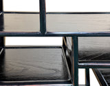Black Lacquer Moon Gate Round Shelves Wood Display Curio Cabinet Room Divider GB697S