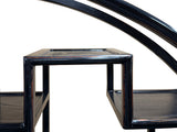 Black Lacquer Moon Gate Round Shelves Wood Display Curio Cabinet Room Divider GB697S