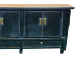 Vintage Distressed Black Hardware Credenza Console Sideboard Cabinet ws5083S